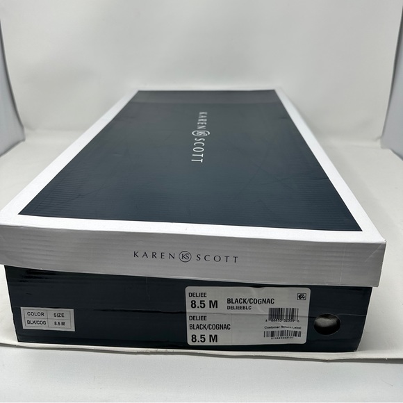 Karen Scott Deliee Round Toe Knee High Riding Boots Black Cognac Women 8.5 M NIB - Picture 7 of 8